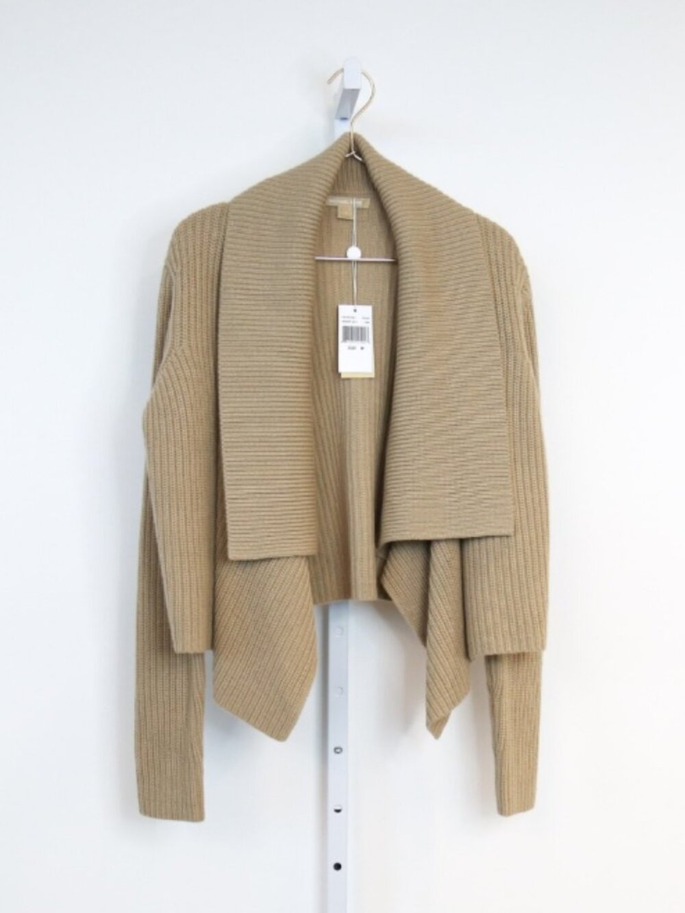 Chunky Cropped Open Cardigan NWT Size M Tan